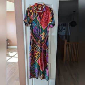 Farm Rio Dotted Patch Scarf Unisex Cropped Jumpsuit